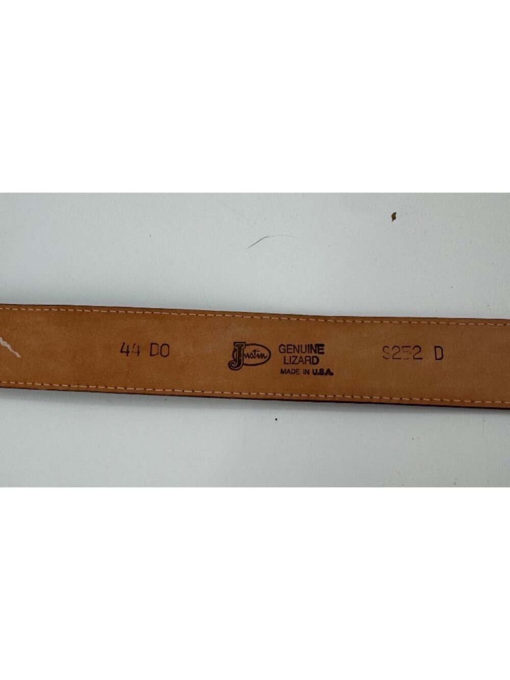 Justin Mens Genuine Lizard Leather Belt Brown Size 44 With Gold-Tone Buckle Made - Picture 4 of 8